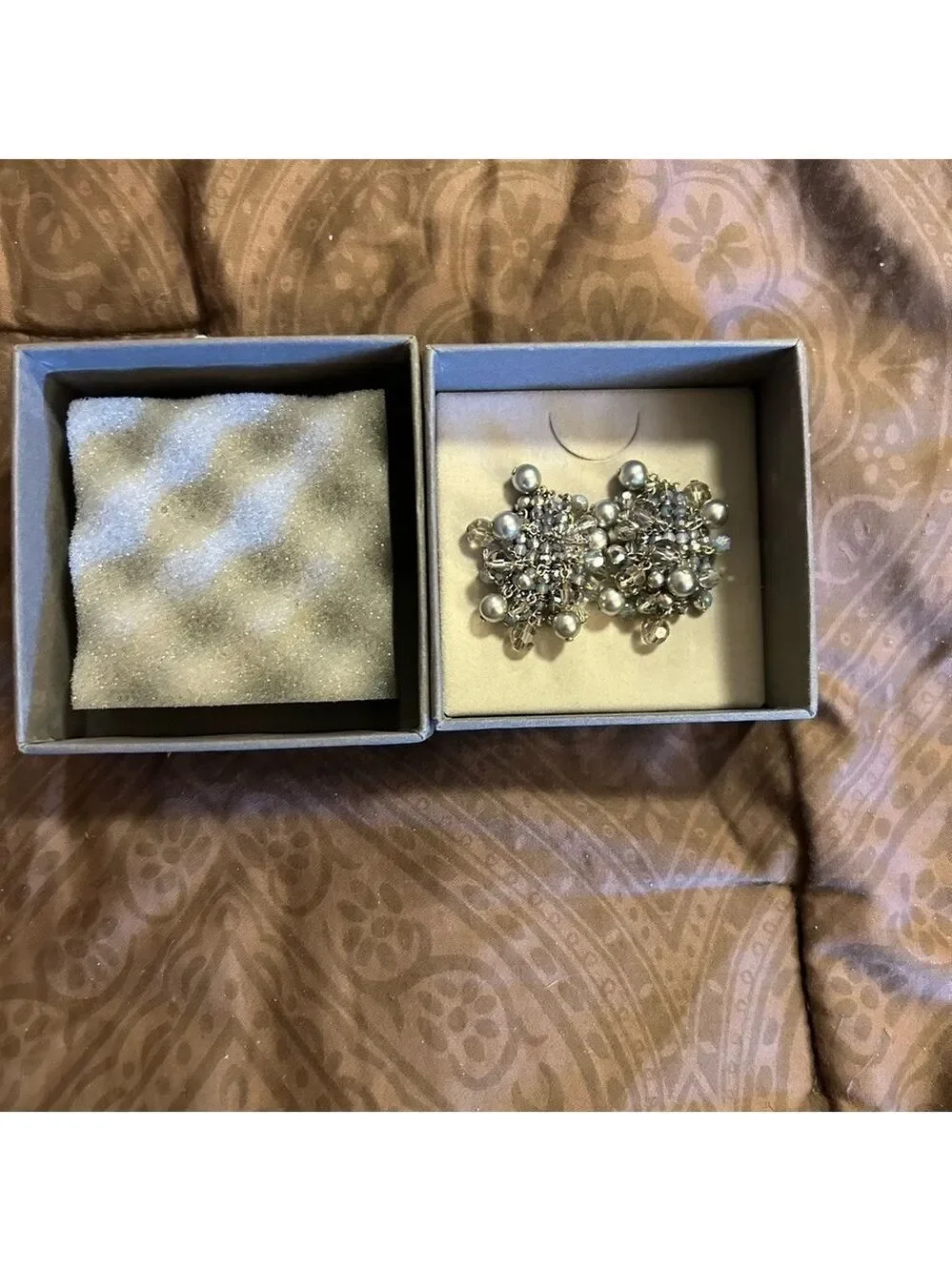 Vintage Daniel Swarovski Paris  earrings silver chains and beads clip on
